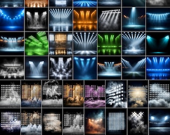 155 Stadium Lights Digital Backdrops, Sports Photography, Poster Template (JPG File)