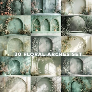 Cyfrowe tła z motywem łuku kwiatowego: fotografia ślubna i ciążowa (pliki JPG do pobrania)