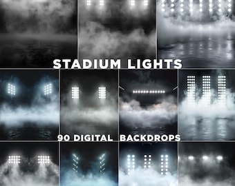 Stadium Lights Digital Backdrops: Sports Photography Poster Templates (JPG File, 300 DPI)