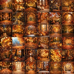 125 Autumn Bokeh Lights Digital Backdrops : Fall Photo Backgrounds ( JPG Digital Download)