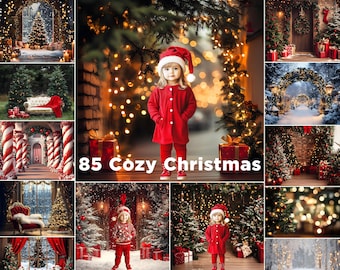 85 Christmas Digital Backdrops: Festive Holiday Photography Overlays (JPG, 300 DPI)