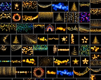 173 Bokeh Lights Transparent PNG  Overlays : Christmas Light Effects (PNG + JPG Files)