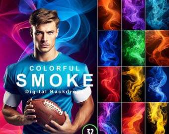 Colorful Smoke Digital Backdrops: Photography Photoshop Overlays (JPG File)