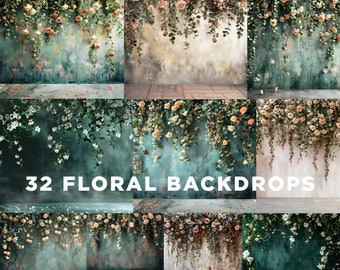 Floral Photography Backdrops: Maternity & Newborn Studio Overlays (Digital Download)