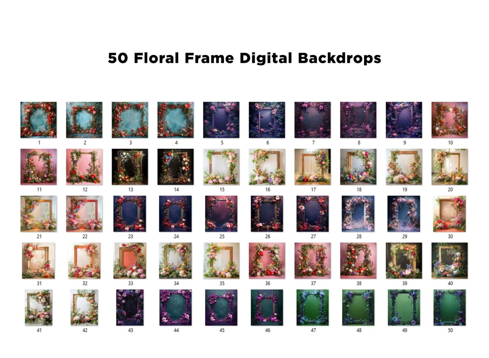 Valamarm Am Backdrop Frame 50 Floral Frame Digital Backdrops: Maternity Photography Overlays (JPG ...