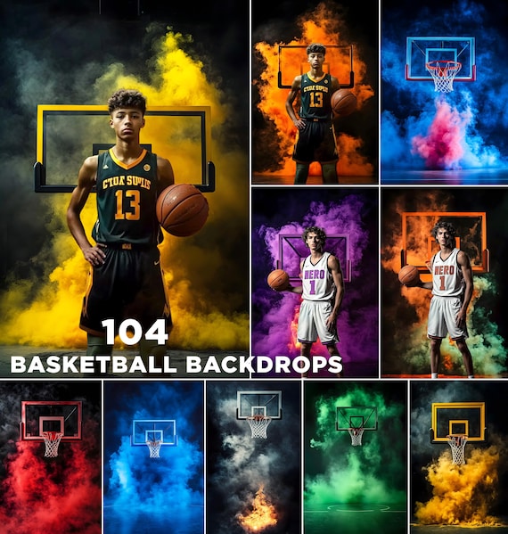 104 Basketball Photography Backdrops: Sports Banner & Senior Portraits (Digital Download, 3992x6000px JPGs)