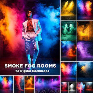 73 Smoke & Fog Rooms Digital Backdrops for Sports, Maternity Photography, Smoke Fog Backgrounds, Sports Poster, Colored Smoke Backgrounds