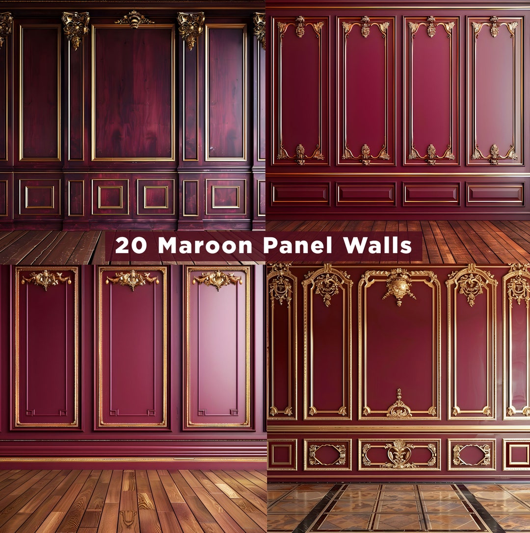 Maroon Panel Wall Digital Backdrops: Studio Photography Backgrounds ...
