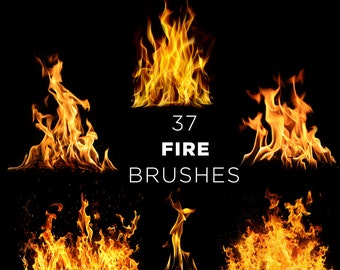 Pinceles de Photoshop de fuego realista: Efectos de llama, arte digital (archivos ABR)