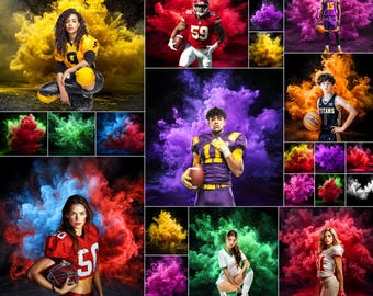 55 Colored Smoke Cloud Digital backdrops, Sports Photography Effects (JPG Files, 300 DPI)