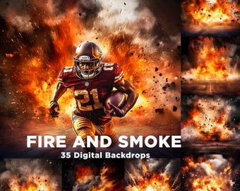 Fire & Smoke Sports Photography Backgrounds: Overlays, Templates (JPG File)