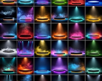 100 Cinematic Podium Backdrops, Fog, Spotlight, Athlete Portraits, Sports Posters (JPG File)