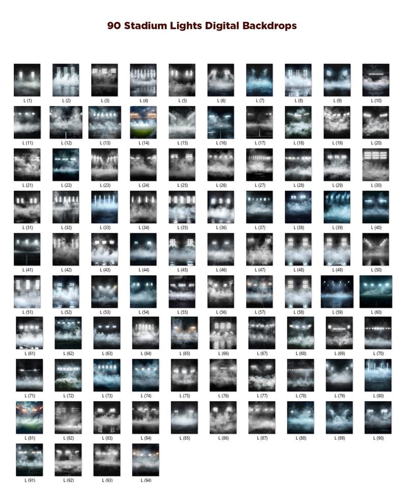 90 Stadium Lights Digital Backdrops: Sports Photography Poster Templates (JPG File, 300 DPI) image 2