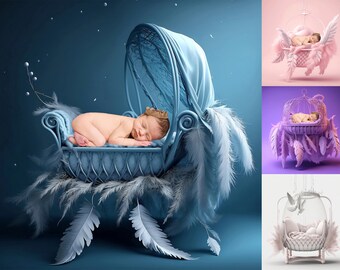 Newborn Photography Digital Backdrop: Feathered Cradle (Digital Download)