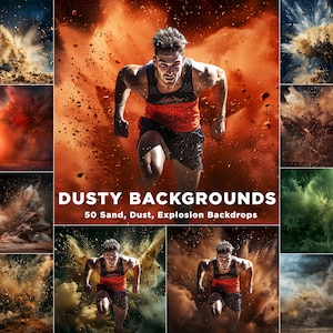 Sportfotografie Hintergründe: Sand & Staubexplosion Overlays (JPG Files, 6000x6000 px, 300 DPI)