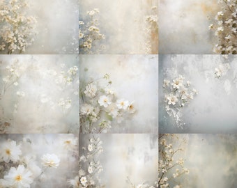 15 White Floral Texture Digital Backdrops Texture Backgrounds Floral Digital Backdrops Maternity Backdrop Overlays Photoshop Textures