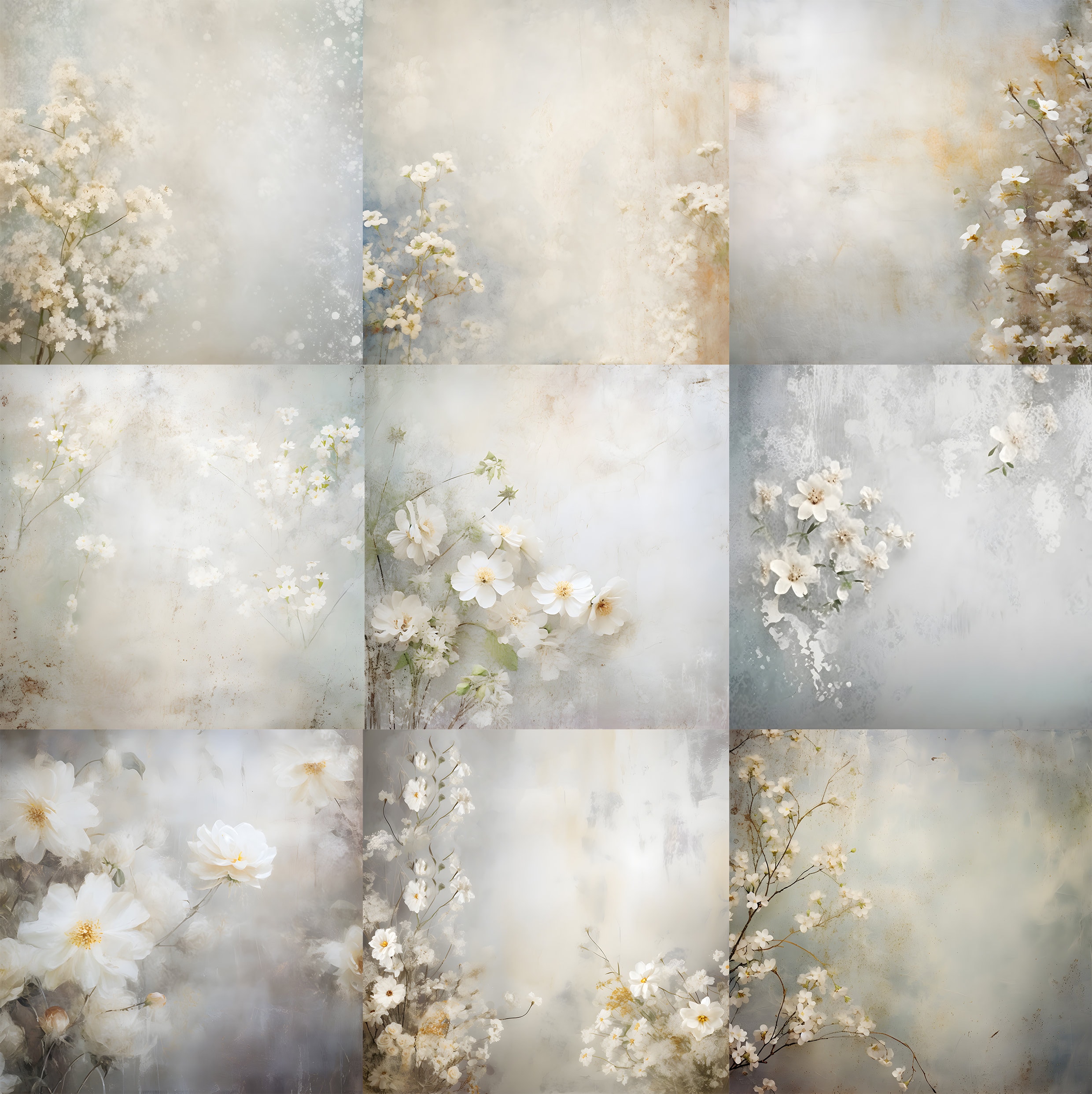 White Floral Texture Digital Backdrops: Photoshop Textures (JPG File ...