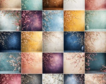 62 Old Master Floral Branch Backdrop Overlays: Fine Art Photoshop Textures (JPG File Digital Download)