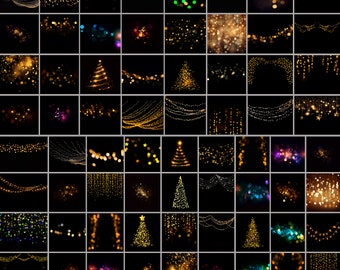150Golden String Bokeh Photo Overlays: Christmas Light Effects (JPG Files)
