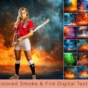 Colored Smoke & Fire Digital Textures: Sports Photography Backdrops (JPG Download 6000x6000px 300DPI)