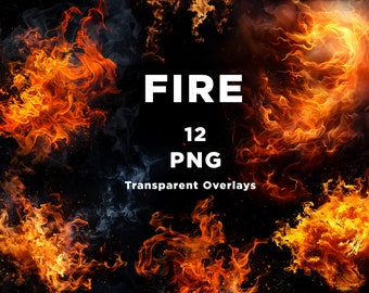 Superposiciones fotográficas de fuego: Llamas y chispas PNG transparentes (descarga digital)