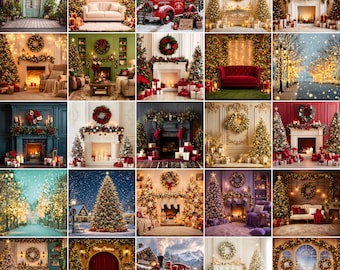 135 Cozy Christmas Holiday  Digital Backdrops: Festive Holiday Photography Overlays (JPG 300 DPI)
