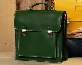 Leder Aktentasche Laptoptasche, Wandelbare Rucksack Geldbörse Leder , Herren Schulter Messenger Bag, Frauen Arbeitstasche, Made in Italy Umhängetasche