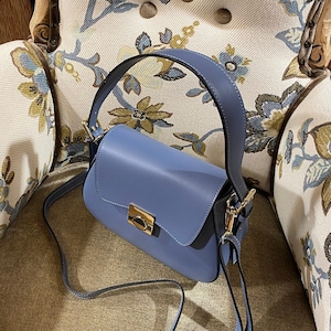 Pale Blue Leather Handbag Etsy