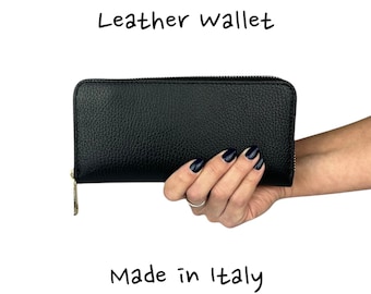 Italian Leather Wallet for Women – Handmade in Florence, Italy - Black Genuine Leather Wallet
