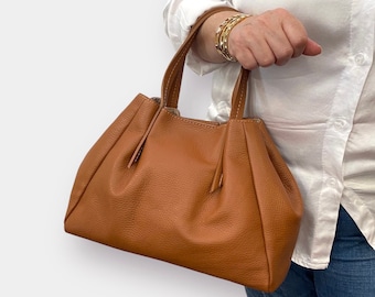 Brown Leather Bag, Italian Leather Handbags, Leather Handbag for Women, Handmade Elegant Bag, Made in Italy Handbag, Woman Leather Bag