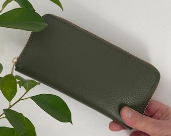 Italian Leather Wallet for Women – Handmade in Florence, Italy - Green Genuine Leather Wallet