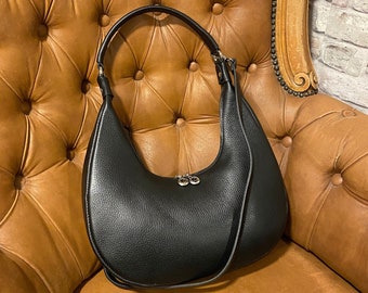 Italienische Lederhandtasche, schwarze Ledertasche, Damen-Ledertasche, Lederhandtasche für Frauen, handgefertigte Handtaschen, Italien-Ledertasche
