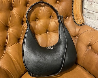 Italienische Lederhandtasche, schwarze Ledertasche, Frauenledertasche, Lederhandtasche für Frauen, handgemachte Handtaschen, Italien Ledertasche
