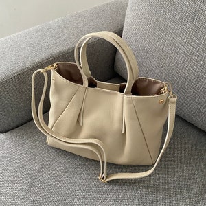 Italian Leather Handbags, Beige Leather Bag, Handmade Elegant Bag, Leather Handbag for Women, Made in Italy Handbag, Woman Leather Bag