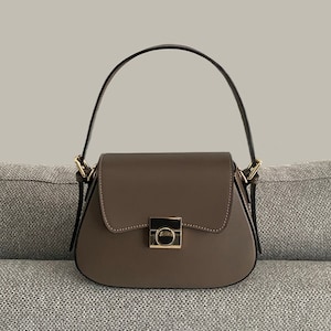 Bolso de piel italiano, bolso de piel marrón, bolso de piel para mujer, bolso con asa superior, bolso de piel para mujer, bolsos hechos a mano, bolso de piel de Italia
