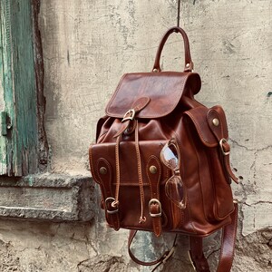 Women&#39;s Leather Backpack, Leather Rucksack, Leather Bag, Christmas Gift for Her, Travel Bag, Brown Shoulder Bag