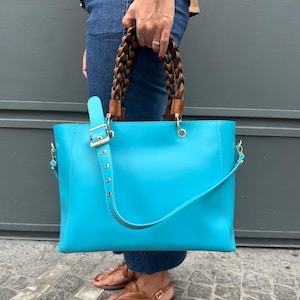 Italian Handmade Leather Bags for Women, Elegant Tote Purse, Made in Italy, Business Leather Bag