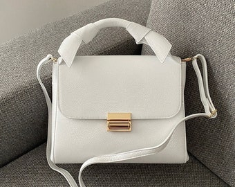 Leather Bag, Italian Leather Handbag, Woman Leather Bag, White Shoulder Leather Bag, Handbag Women, Handmade Handbags, Genuine Leather Bag