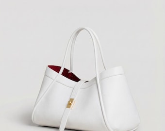 Italian Handmade Leather Tote Bag, Genuine Shoulder Bag for Women, Elegant Business Purse