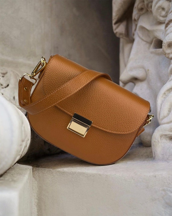 Italian Leather Bag, Brown Leather Baguette Bag, Leather Handbags for Women, Leather Purse, Handmade Handbag Women, Genuine Leather Bag