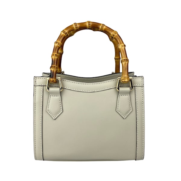 Leather Bag, Bamboo Handle Bag, Woman Leather Bag, Made in Italy Handbag, Everyday Bag, Leather Handbag, Shoulder Bag, Small Bag
