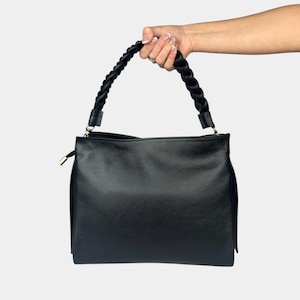 Italian Handmade Leather Bags for Women, Elegant Tote Purse, Made in Italy, Black Leather Bag
