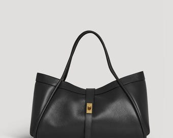 Italiaanse handgemaakte leren draagtas, echte schoudertas voor vrouwen, elegante zakelijke portemonnee