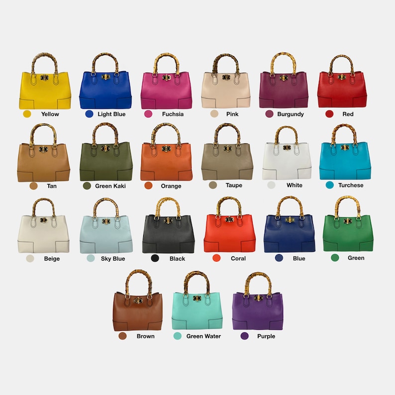 Leather Bag, Bamboo Handle Handbag, Handmade Leather Bag, Woman Leather Bag, Elegant Leather Bag, Leather Purse Crossbody, Made in Italy image 8