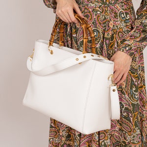 Bolso mango de bambú, bolsos de cuero italiano, bolso de cuero genuino para las mujeres, bolso de hombro mujeres, bolsos hechos a mano mujeres