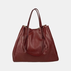 Bolsos de piel hechos a mano italianos para mujer, elegantes bolsos y carteras fabricados en Italia, bolso de piel burdeos