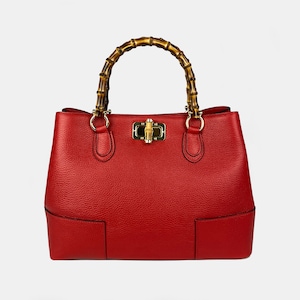 Sacs à main en cuir italien, Sac à poignée en bambou, Sacs à main en cuir véritable pour femme, Sac en cuir fait main, Sac à bandoulière en cuir
