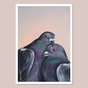 Pigeonamour | Carte postale DIN A6 | Droits des animaux | Style végétalien