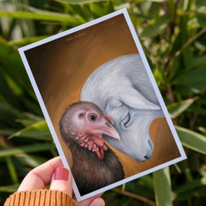 Amis | Carte postale DIN A6 | Droits des animaux | Style végétalien