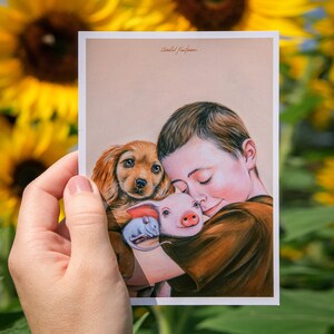 Aimez tous les animaux | Carte postale DIN A6 | Droits des animaux | Style végétalien